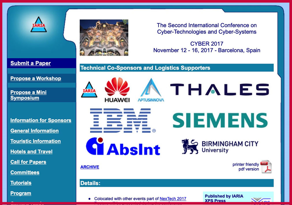 Steve Chan Reviewer for International Conference on Cyber-Technologies and Cyber-Systems (ICCTCS or Cyber)