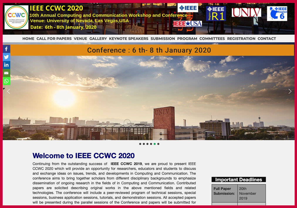 Steve Chan Reviewer for IEEE Computing and Communication Workshop and Conference (CCWC)